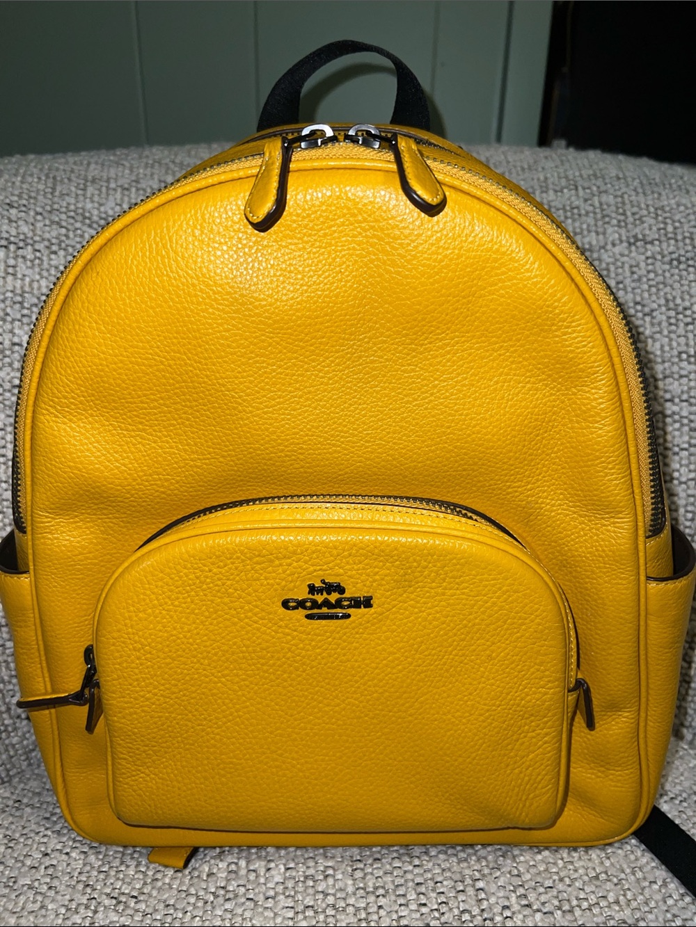 Coach Style 5666 Court Pebbled Leather Backpack in Mustard
